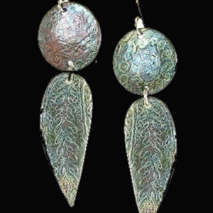 Sterling Silver Spiral Texture Earrings with Blue Patinas