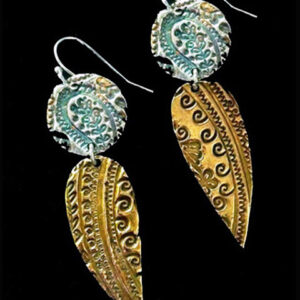 Paisley Drop Earrings in Bronze and Sterling Silver