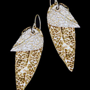 Silver and Bronze Leaf Earrings